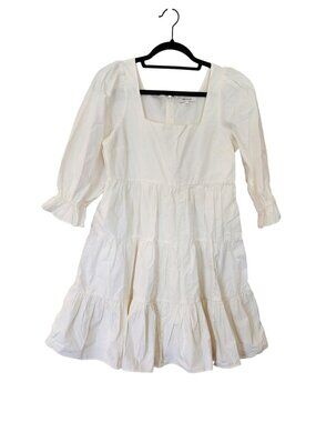 MADEWELL Lizzie Poplin Off White Puff-Sleeve Mini Dress SZ 2 NWOT